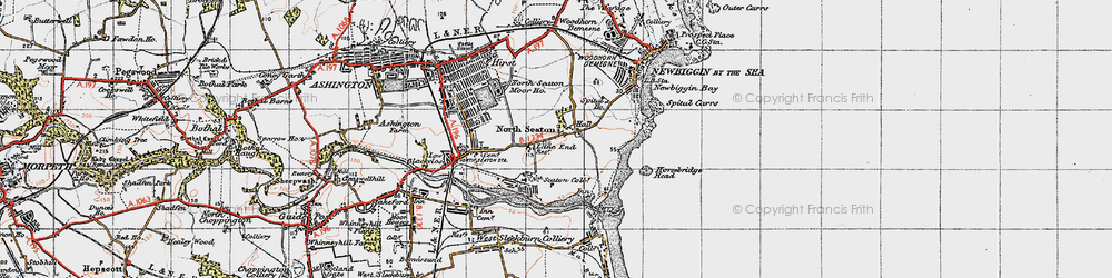 Old map of North Seaton in 1947