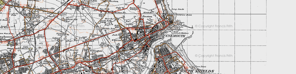 Old map of North Shields in 1947