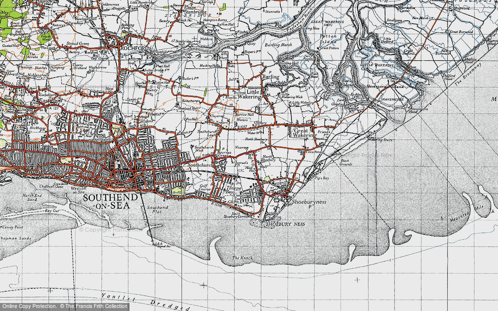 Old Map of North Shoebury, 1945 in 1945