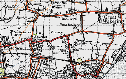 Old map of North Shoebury in 1945