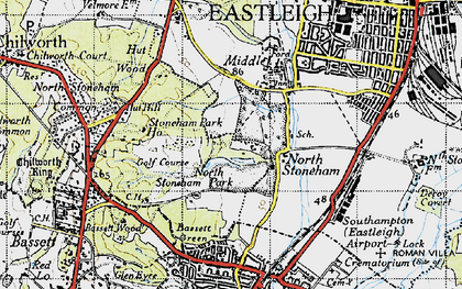 Old map of North Stoneham in 1945