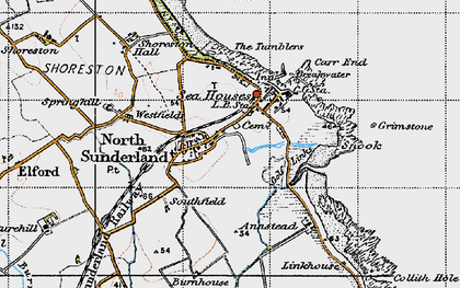 Old map of North Sunderland in 1947