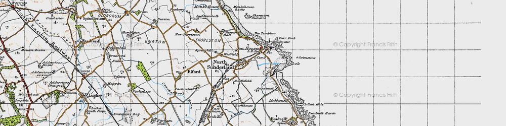 Old map of North Sunderland in 1947