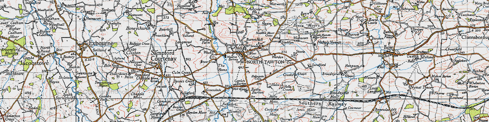 Old map of North Tawton in 1946