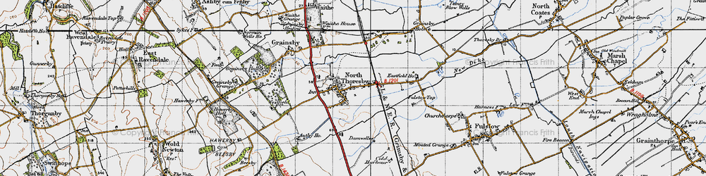 Old map of North Thoresby in 1946