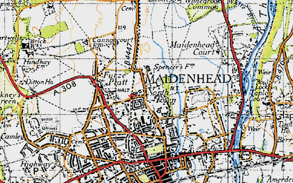 Old map of North Town in 1947