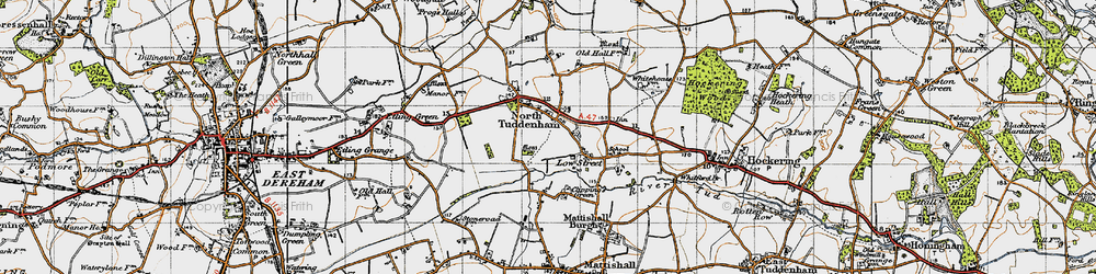 Old map of North Tuddenham in 1946