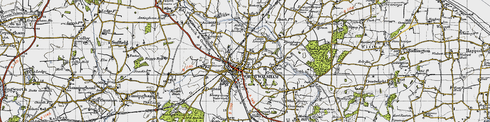 Old map of North Walsham in 1945