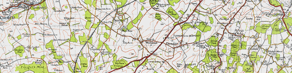 Old map of North Waltham in 1945