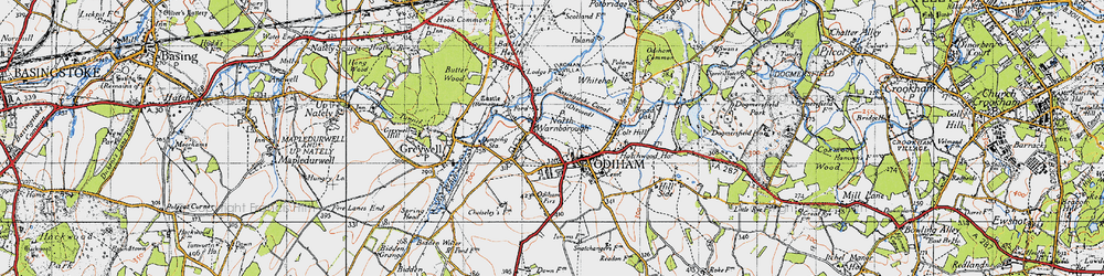 Old map of North Warnborough in 1940
