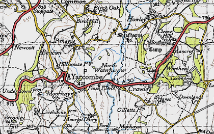 Old map of North Waterhayne in 1946