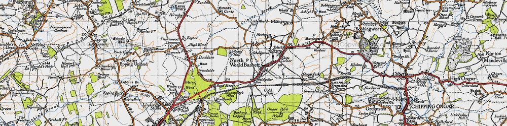 Old map of North Weald Bassett in 1946