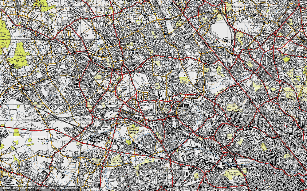 Old Map of North Wembley, 1945 in 1945
