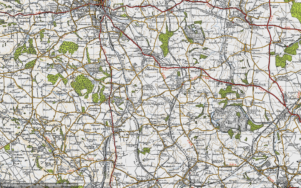 Old Map of North Wingfield, 1947 in 1947