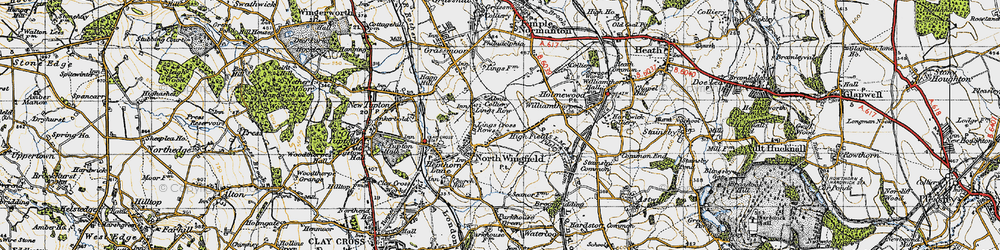 Old map of North Wingfield in 1947