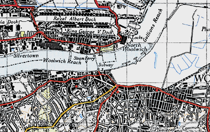 Old map of North Woolwich in 1946
