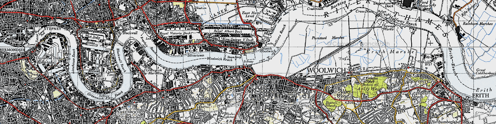 Old map of North Woolwich in 1946