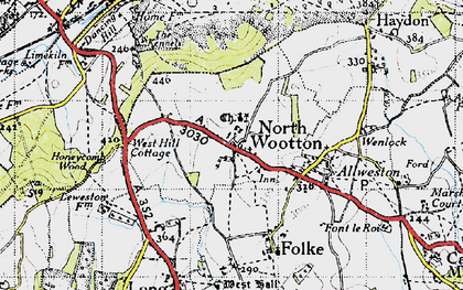 Old map of North Wootton in 1945