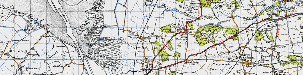 Old map of Wooton Marsh in 1946