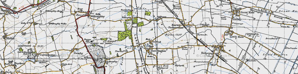Old map of Aswarby Thorns in 1946