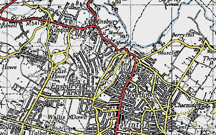 Old map of Northbourne in 1940