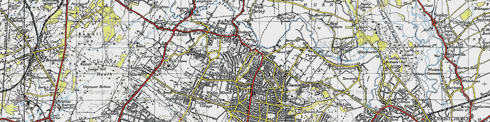 Old map of Northbourne in 1940