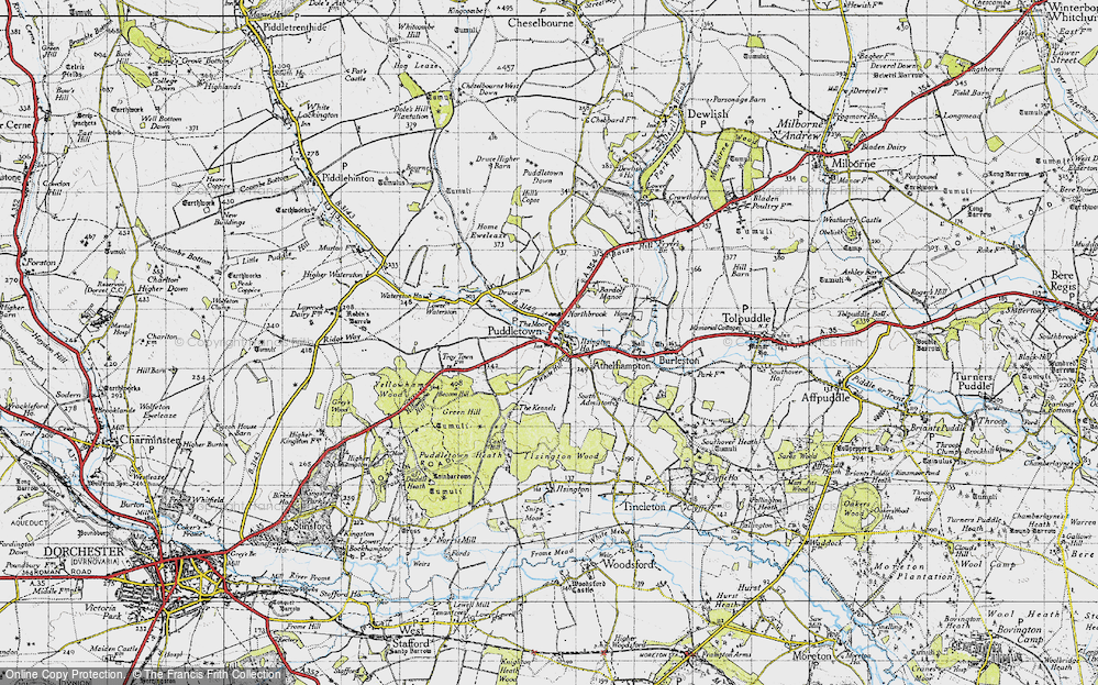Old Map of Historic Map covering Dorset in 1945