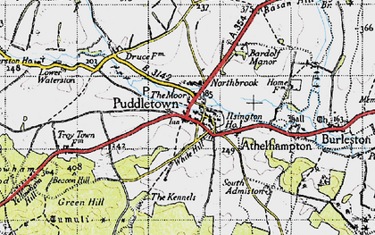 Old map of Lower Waterston in 1945