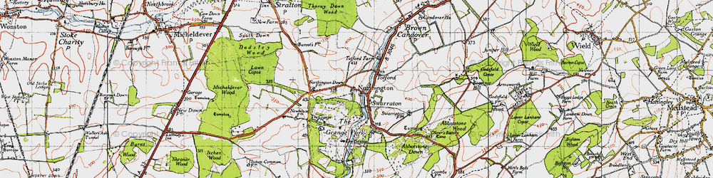 Old map of Northington Down Fm in 1945
