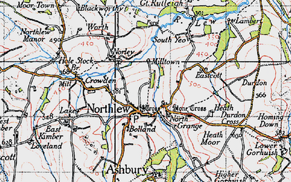 Old map of Northlew in 1946