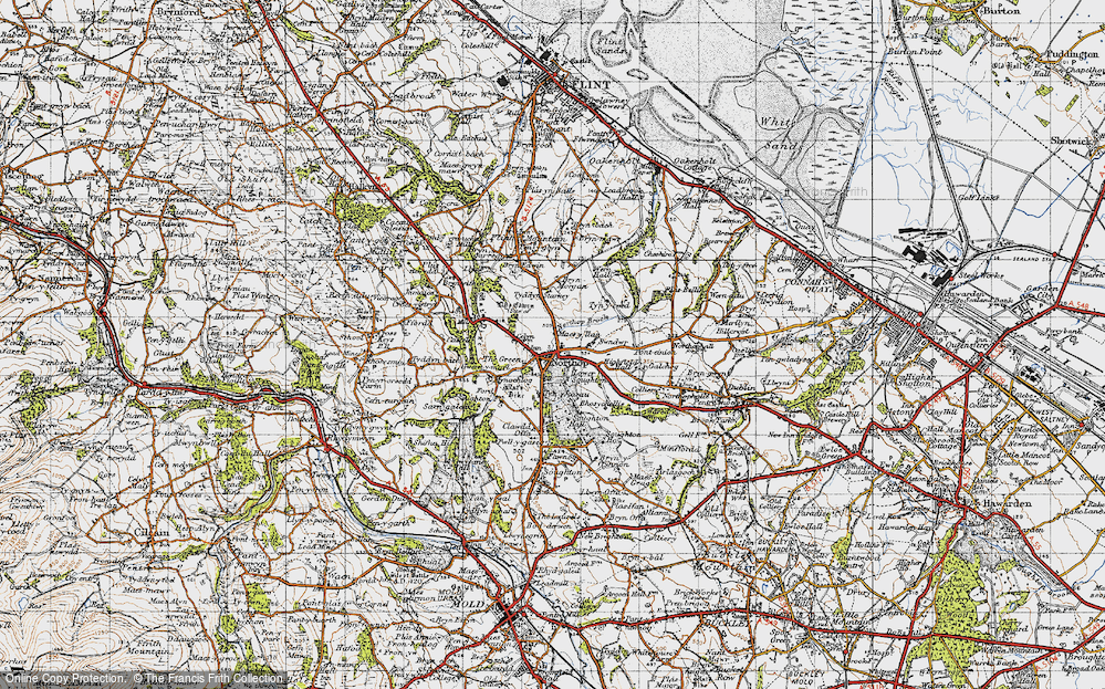 Old Map of Historic Map covering Bryn Edwin in 1947