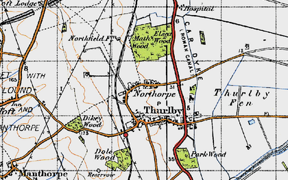 Old map of Bourne South Fen in 1946
