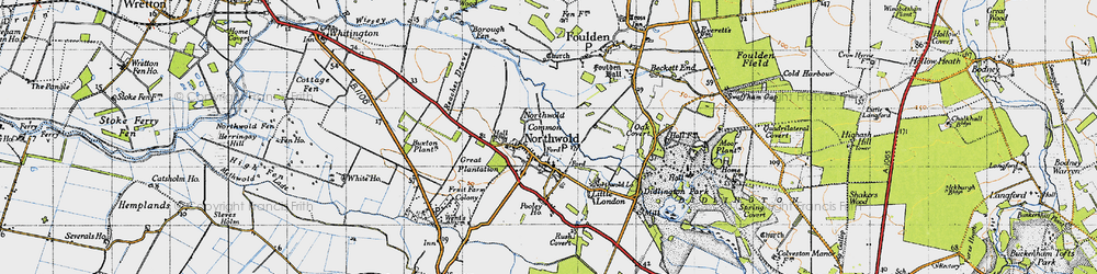 Old map of Northwold in 1946