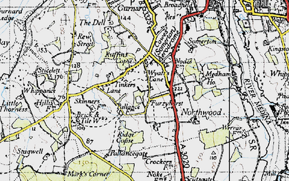 Old map of Northwood in 1945