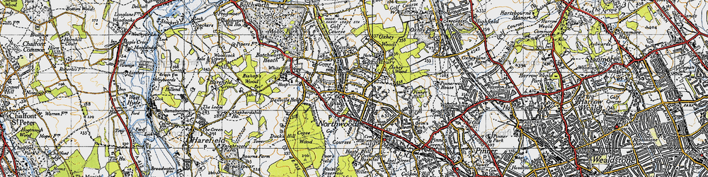 Old map of Northwood in 1945