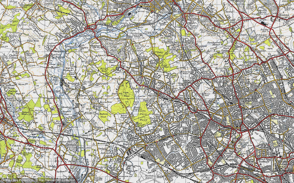 Old Map of Northwood Hills, 1945 in 1945