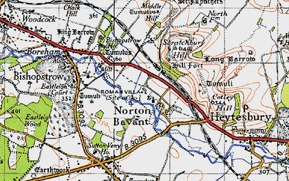 Old map of Norton Bavant in 1940