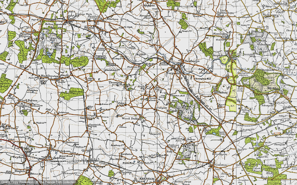 Old Map of Norton Corner, 1945 in 1945