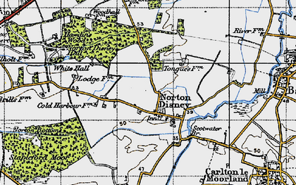 Old map of Norton Disney in 1947