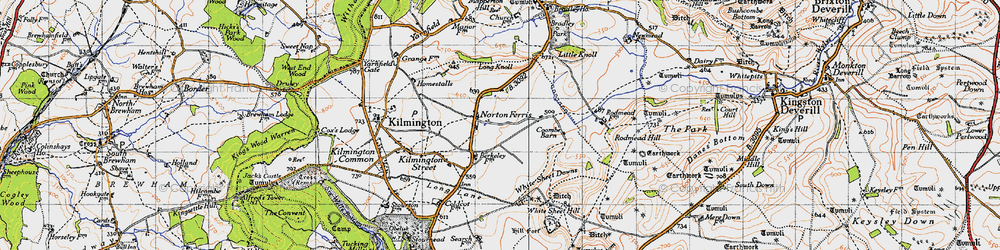 Old map of White Sheet Downs in 1946