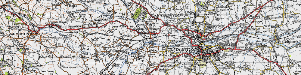 Old map of Norton Fitzwarren in 1946