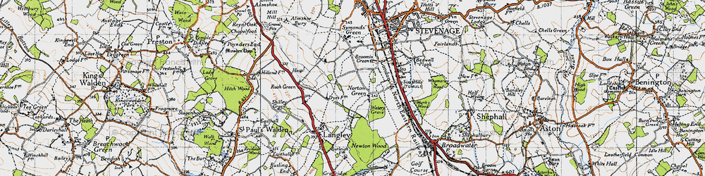 Old map of Norton Green in 1946