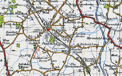 Old map of Norton Green in 1947