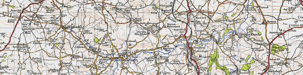 Old map of Norton Hawkfield in 1946