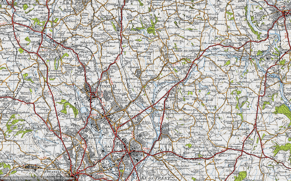Old Map of Norton-in-the-Moors, 1946 in 1946