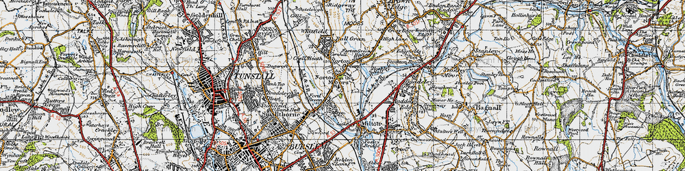 Old map of Norton-in-the-Moors in 1946