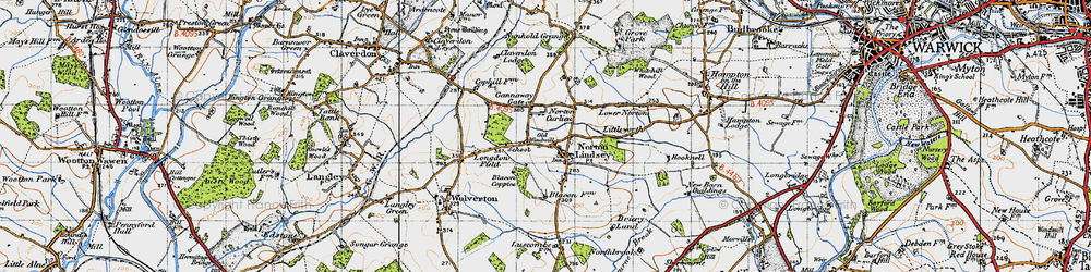 Old map of Norton Lindsey in 1947