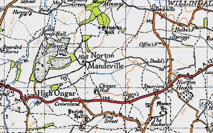 Old map of Norton Mandeville in 1946