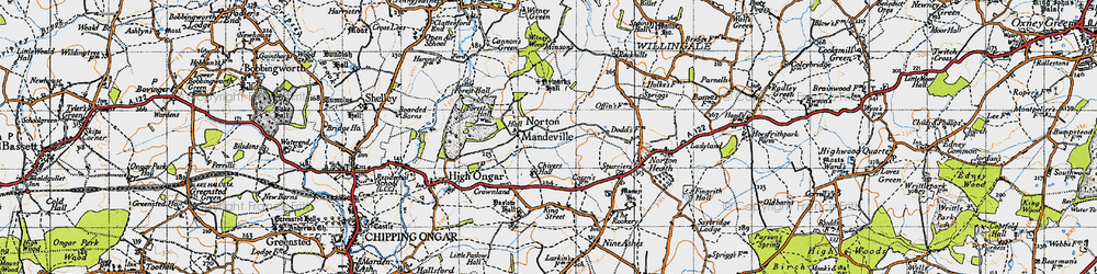 Old map of Norton Mandeville in 1946