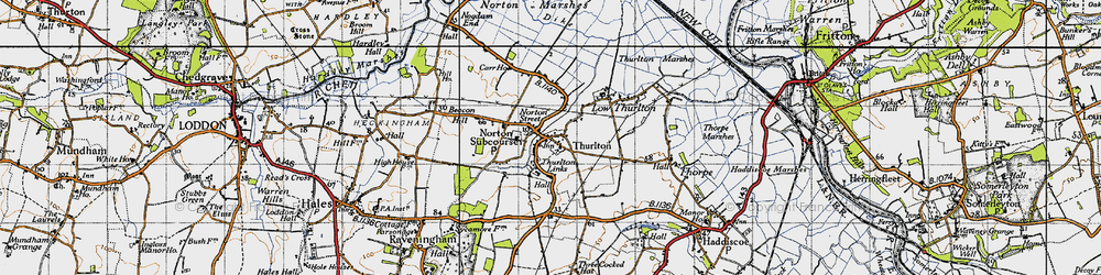 Old map of Norton Subcourse in 1946